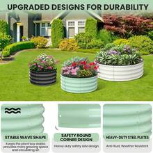 CuisinSmart 3*3*1FT Galvanized Raised Garden Beds Outdoor Set Of 2,Oval Raised Metal Planter Box With Open Base For Planting Vegetables Flowers Herb,Easy-Assembly,Green - Tròn 3*3*1FT-Xanh lá-2 chiếc - Xem 4