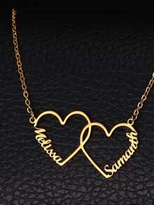 Customized Necklace, Can Customize 1-5 Names, Multi-Heart Pendant Necklace, English Family Name Necklace, Stainless Steel Jewelry For Women, Romantic Personalized Font Pendant Necklace, Valentine's Day Gift, Classic & Elegant, Suitable For Giving To Family, Best Friends, As School Supplies, Back To School Gift, Office Supplies, School Supplies, Classroom Supplies, Teacher Gift, College Gift