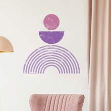 Boho Art Geometric Circle & Semi-Circle Surface & Line Abstract Art Wall Sticker, Plastic Waterproof, Detachable, Self-Adhesive, Easy Peel And Stick, Removable Abstract-Theme Home Art Decor