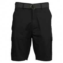 3-Pack Men's Cotton Stretch Ripstop Cargo Shorts With Belt - Black - Khaki - Tea Brown - View 2