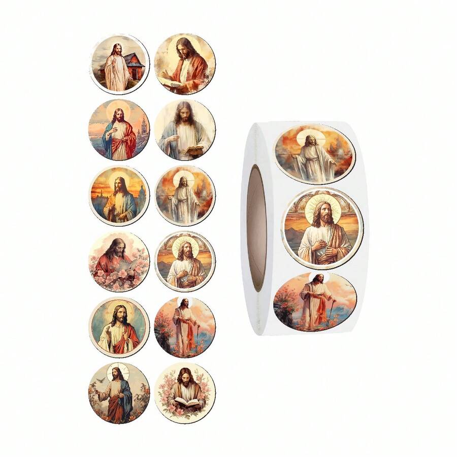 500 Hand-Drawn Jesus Stickers With 12 Designs, Cute Animal Space Stickers, School Reward Stickers, And Animal Party Discount Stickers.
