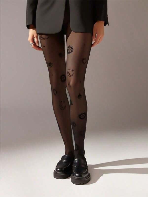 Medias negras falsas transparentes con estampado de letras de moda para mujeres, con alta elasticidad, suavidad, transpirabilidad, ligereza, resistencia a los desgarros, anti-pelusas, durabilidad y versatilidad para usar en casa, al aire libre, para ir y venir, fiestas, oficina y negocios