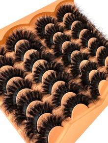 14 Pairs Natural Looking Soft Fluffy 3D Russian Volume Mink False Eyelashes, Dramatic Messy Full Lash Strips, 10-18mm Length, Reusable For Bold Eye Makeup, Suitable For Daily Wear And Holiday Parties, Great As A Gift, Beginner Friendly - 眼尾拉長款 - 查看 7