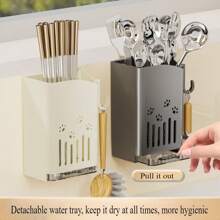 Kitchen Chopsticks Holder, No-Drill Wall-Mounted Utensil Storage Rack, Home Water-Draining Knife And Fork Storage Box, Chopsticks Holder Cooking Tool Storage Cylinder., Kitchen Storage Utensils, Room Decoration, Suitable For Kitchen, Restaurant, Party, Camping, Outdoor, Gathering, Gift For Friends, Family Gift, Back To School Supplies
