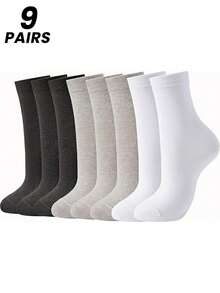 1/3/6/9 Pairs Men Thin Mid-Calf Socks, Anti-Odor Moisture Wicking, Business & Casual, Suitable For Spring Autumn - Multicolor - View 1