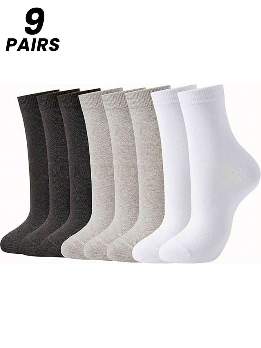 1/3/6/9 Pairs Men Thin Mid-Calf Socks, Anti-Odor Moisture Wicking, Business & Casual, Suitable For Spring Autumn - Multicolor - View 1