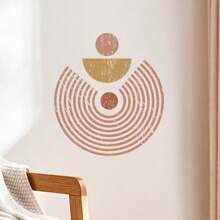 Boho Art Geometric Circle & Semi-Circle Surface & Line Abstract Art Wall Sticker, Plastic Waterproof, Detachable, Self-Adhesive, Easy Peel And Stick, Removable Abstract-Theme Home Art Decor