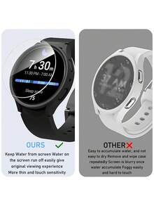 Set de 5 protectores de pantalla de vidrio templado de alta definición compatibles con Galaxy Watch5 Pro 45mm/Watch4/Watch6 Classic, compatibles con Galaxy Watch4/5/Pro/6 Classic 40mm/44mm/43mm/47mm, dureza 9H, alta sensibilidad, anti-arañazos, resistente al agua, anti-huellas dactilares, regalo para cumpleaños, familia, amigos, protector de pantalla de reloj, cubierta de reloj, accesorios de reloj a prueba de golpes y caídas - transparente - Ver 4
