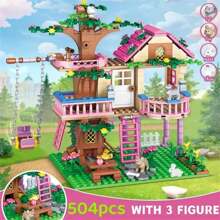 Traum Stadt Freundschaftsbaum Haus Prinzessinnenschloss Schaukel Bausteine Straßenansicht Serie Haus Ziegel Modellbausatz Spielzeug Geschenk