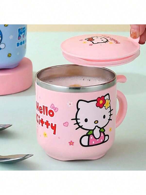 Sanrio 1PC Sanrio Cute Cartoon Hello Kitty 9.47-Ounce Insulated Stainless Steel Coffee Cup With Handle And Lid, Cute , Suitable For Office Or Outdoor Use As A Water Cup, Perfect Gift For Family And Friends,