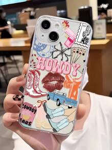 1 pieza Funda de teléfono suave de TPU con cobertura total con patrón de collage minimalista de lema, labios, naipe, bota de vaquero para 16 Pro Max / 16 / 16 Pro / 16 Plus / 15 / 15 Pro Max / 15 Pro / 11 / 12 / 13 / 14 Pro Max / 12 Mini / 13 Mini / 11 Pro / 11 Pro Max / 12 Pro / 12 Pro Max / 13 Pro / 13 Pro Max / 14 Pro / 14 Pro Max, diseño premium creativo