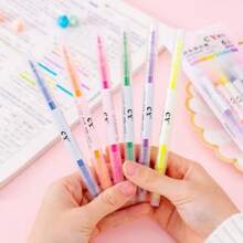 Set da 6 colori Evidenziatore a doppia punta, pennarelli fluorescenti per disegno, forniture per ufficio e scuola, utili per studenti, graffiti e dipinti ad acquarello