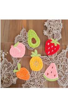 6 Stücke süße Cartoon Frucht gestickte Aufnäher, DIY Haaraccessoires & Bekleidung Erdbeere Aufnäher, geeignet für Jeans, Hüte, Kleidung, Taschen und andere bestickte Aufnäher