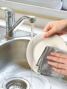6pcs/12pcs,Double Layer Wire Cleaning Cloth, Multipurpose Scratch-Free Wire Rags, Wire Miracle Cleaning Pads, Reusable Wire Dishwashing Cloths For Kitchen, Sinks, Pots And Pans