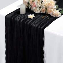 3pcs/Set Light Purple Cheese Cloth Table Runners 35x157 Inches Bohemian Sheer Lavender Cheese Cloth Rustic Transparent Tablecloth, Ideal For Wedding, Bridal Shower, Celebration, Birthday Party, Holiday, Banquet
