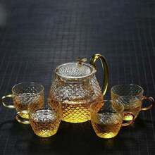 1pc Thickened Glass Teapot With Filter, Hammer Texture Heat Resistant Flower Tea Pot, Home Tea Maker