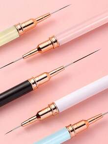 5pcs Professional Detail Nail Paint Liner Brush Set,5 Small Polish Design Technique Nail Tip Fine Line Stripe Brush, 7/9/11/ 15/20mm Tight Body Length Brush Nail Drawing Pencil(Purple) - Purple - View 4