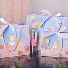 1pc Unicorn Paper Gift Bag, Tote Bag, Party Favor Bag, Shopping Bag, Valentine's Day Gift Wrap Bag, Comes With 2-Color Ribbons, For Snacks & Accessories
