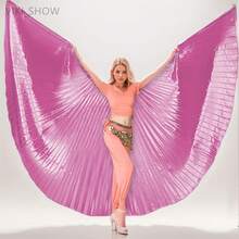 1 件肚皮舞翅膀,舞蹈翅膀舞台表演道具 360 度斗篷蝴蝶翅膀金色斗篷,街头摄影,派对,狂欢节服装,性感夜总会服装万圣节 - 翅膀 - 查看 7