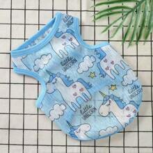 1 pieza Chaleco sin mangas con estampado de conejo, ropa y accesorio cómodo y transpirable para conejos, perros, gatos, hurones y otros animales pequeños
