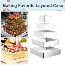 5pcs Rectangular/Square Cookie Cutters, Afternoon Tea Snack Making Molds, Stainless Steel Chocolate Cutting Molds, Cookie Fondant Decorating, Baking Tools, Clay Modeling
