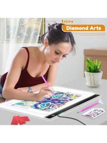 1 pièce Planche lumineuse LED A2/A3/A4/A5 convenant pour des kits de peinture de diamant, planche lumineuse pour peinture de diamant, planche lumineuse alimentée par USB pour la peinture, le croquis, l'animation, avec 4 pinces de fixation (couleurs noir, rouge, bleu, jaune disponibles)