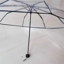 1pc Transparent Folding Umbrella, 8 Ribs, Waterproof & Windproof, Durable & Portable, Manual Open, 210T Nylon, Mature Style, Suitable For Men And Women Summer Cooling,Beach,Travel