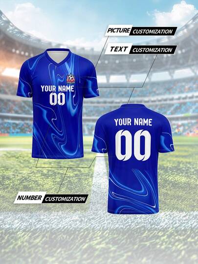 [Skräddarsydd] Chelsea Andningsbar Snabbtorkande 210g T-shirt, Unisex Vår/Sommar Sport Lagklubb Träningsfotbollströja med V-ringning, Tryckt Namn, Nummer, Logotyp Fram & Bak, Bekväm Passform För Casual, Fest, Samlingar, Snygg, Mode, Hipster, Casual, Minimal Chic, Personlig, Anpassad, Unik, Killkostymer, Kapselgarderob, Herr Basic/Street Style, Perfekta Presenter Till Honom, Pojkvän, Familj, Vänner, För Födelsedagar, För Semester, För Skola/Tävling, För Sport/Klättring, Chic Höst, Personlig Bekväm Casual Loose Fit T-shirt