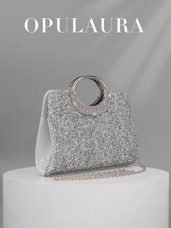 OpulAura 女士时尚闪亮水晶钻晚宴手拿包，奢华闪光鸡尾酒会手提包，适合正式礼服、派对、生日、婚礼