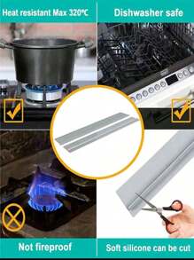 2 pièces Set de bandes en silicone, bande pour table de cuisson, bande résistante à l'huile et aux taches de cuisine, bande d'étanchéité en silicone, set de tapis de table de cuisson à gaz, tapis de table de cuisson à gaz