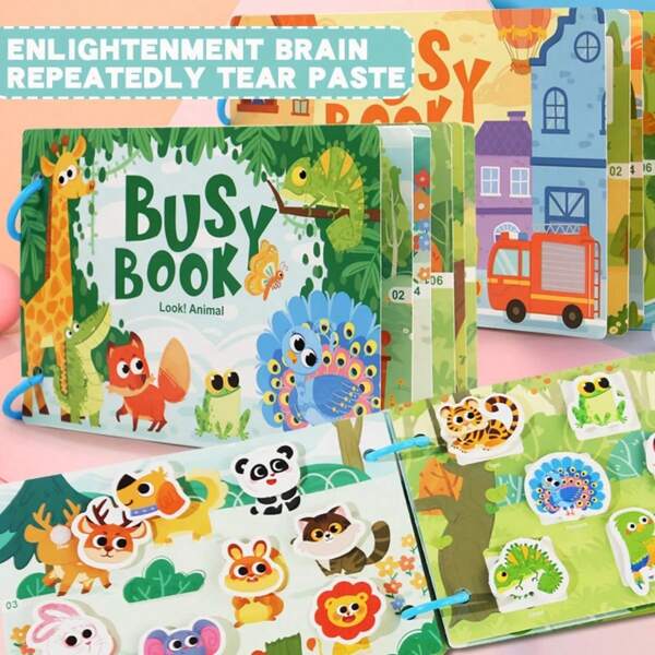 Livro de atividades para bebês Montessori Meu primeiro livro silencioso Colar Brinquedo educacional para aprendizagem precoce Jogo de correspondência para crianças Brinquedos para crianças