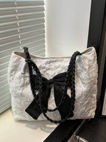 Bow Accent One Shoulder Tote Bag, Vacation Style