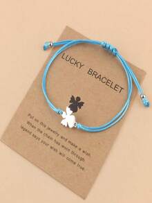 ZIRUISP 1pc Stainless Steel Little Angel Bracelet Adjustable Wax Line Braided Jewelry Bracelet Couple/Friend Matching Rope Color Hand Chain , Delicate Hand Chain For Daughter/Girlfriend, Symbolize Love & Friendship Gift