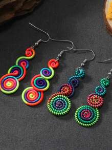 Handmade Colorful Retro Woven Rainbow Earrings, Fashionable Earrings For Women, Elegant Accessories For Home, Casual, Street, Party, Classic Souvenir, Ideal Gift For Valentine's Day, Birthday, Anniversary