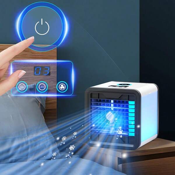 New Household Air Conditioner Fan With Mist Spray Cooling, Small Air Conditioner Fan, USB Powered Portable Mist Humidifier & Mini Air Cooler