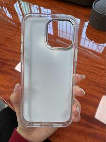 Funda con espejo 2 en 1, compatible con phone 1-16 Plus, espejo para maquillaje, bonita, brillante, parte trasera rígida, parachoques de TPU suave transparente, ajuste delgado, funda protectora anticaídas a prueba de golpes para phone 3 Pro Max 1 unidad - Blanco - Ver 3