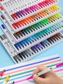 12/24/36/48/60/80 Color Double-Sided Marker Pens, Fine Tip Brush Pens For Sketching, Watercolor, Professional Drawing, Suitable For Back To School Supplies