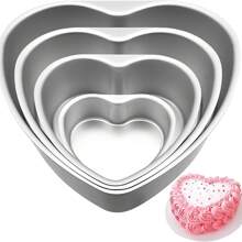 1 Piece Heart Shaped Anode Cake Baking Mold, 4/5/6/8 Inch Aluminum Non-Stick Anode Mold With Removable Bottom, Perfect For Valentine's Day, Christmas Birthday, Wedding, New Year Celebrations, Suitable For Cake Shops, Home-Made Cakes, Chiffon Cakes, Cheesecake Making | Elegant Cake Decoration | Aluminum | Kitchen Baking Mold | Mousse Cake Baking Tools | Baking Accessories | Cake Mold