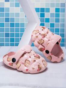 1 Pair Baby Girls Comfortable Casual Fashion Lightweight Breathable Cute Cartoon Print Beach Sandals, Suitable For Summer - Pink - View 1