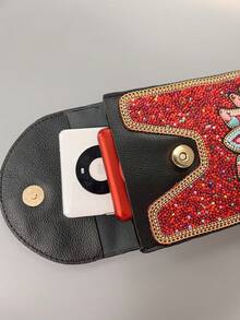 Must-Have For Summer Vacation! Blue Palm Tree Beaded Phone Pouch - Lightweight And Spacious, Fits Phone/Keys/Lipstick/Tissues! Island-Inspired Beaded Design With 3D Effect, Versatile For Outings And Street Walks, Handcrafted Intricate Yet Practical! - Red - View 4