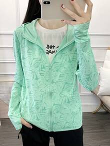 1 件超薄女士长袖防紫外线皮肤夹克，透气运动外套