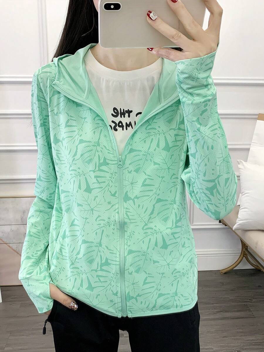 1 件超薄女士长袖防紫外线皮肤夹克，透气运动外套