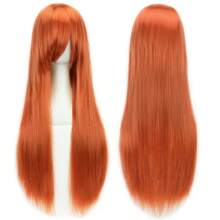 Soowee Long Synthetic Hair White Purple Cosplay Wigs Party Black Hair Straight Wig Hairpiece For Women