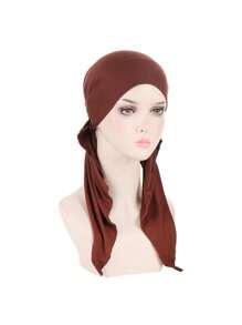 Women's New Arched Solid 2-Tail Hat Beanie, Simple & Convenient Headwear Hat, Solid Color 2-Horn Cap With Long Tail