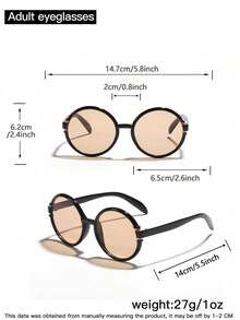 2 Pairs Women's Polycarbonate Retro Casual Round Fashion Glasses - 2pcs (black Gray + Black Tea) - View 4