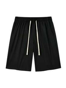Blueplus Men's Casual Sports Shorts Work Pants Hiking Shorts Casual And Comfortable Fashionable, One-Piece Set Elastic Waist Pure Five-Point Shorts-Casual Pants-Sports Pants Very Suitable For Outdoor Travel, Sports, Fitness | Holiday Gifts-2026 New - màu đen - Xem 3