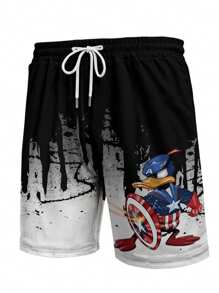Disney (Disney Licensed) 1pc Men's Cartoon Donald Duck Printed Beach/Outdoor Sports Shorts, 3D Digital Printing, Lightweight, Breathable, Quick Dry, Comfortable Casual Style