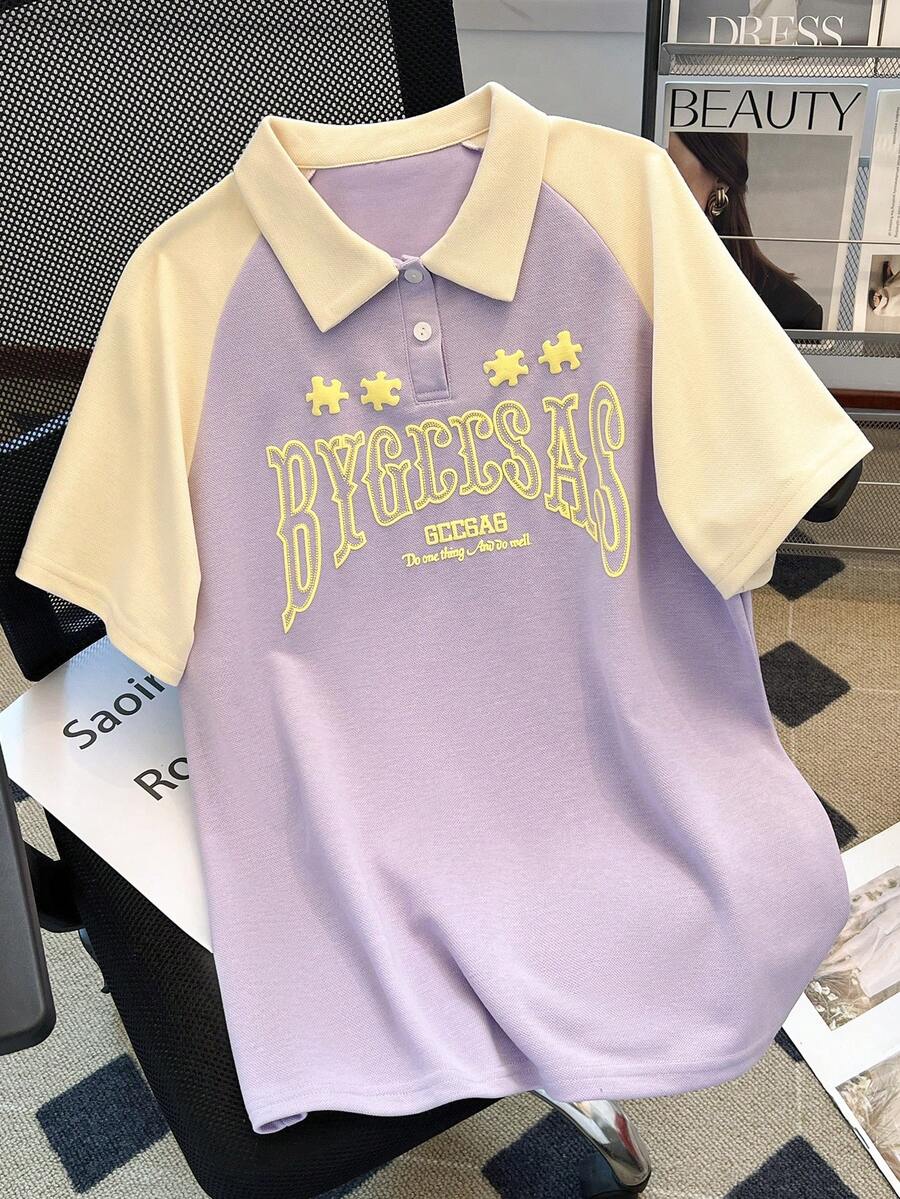 Tween女孩短袖 Polo T恤 印花上衣 童裝 Tween女孩 Polo 衫 夏季 T恤 夏季衣物 上衣 返校季 Tween女孩襯衫 Tween女孩 T恤 T恤 童裝 女孩襯衫 衣物 襯衫 T恤 童裝 青少年套裝 春季 春季 夏季 秋季 冬季 條紋 美式 Cyber Monday 返校季 國慶日 - 紫色 - 查看 1