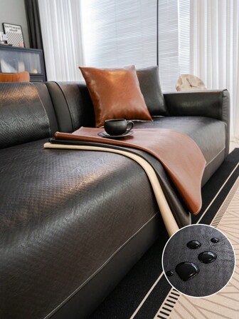 1pc Modern Artificial Leather Sofa Cover, Waterproof Anti-Slip Sofa Slipcover, All Season Use, Suitable For Living Room Office Home Decor, Fit For Armchair, Loveseat, 3-Seater, 4-Seater And Sectional Sofa Room Decor Aesthetic Room Decor Living Room Decor Couch Cover Sofa Covers