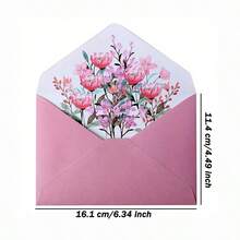 6pcs Elegant Floral Pattern Envelopes, Floral Design Suitable For Love Letters, Wedding Invitations, Invitation Cards, Love Letter Envelopes Back To School - Multicolor - View 3